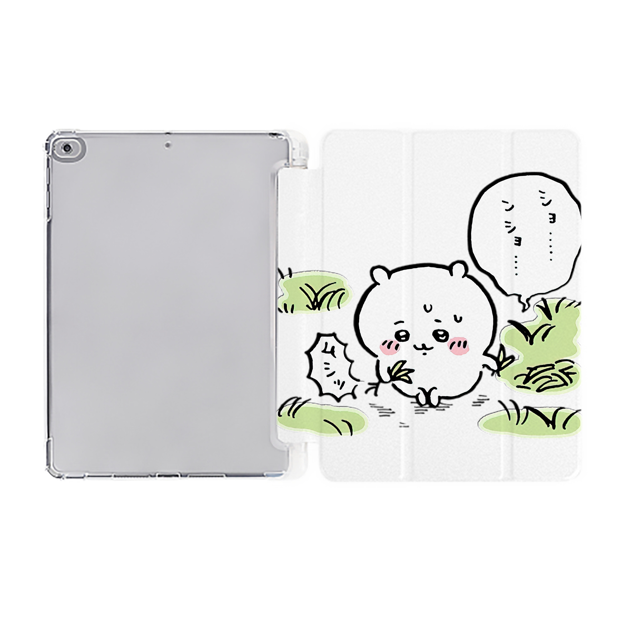 （画像用） ちいかわ ちいかわ Chii-kawa chiikawa IPad ケース ペン収納付き 三つ折りスタンド PUレザー×シリコン 対応機種9.5/10.5/10.9インチ